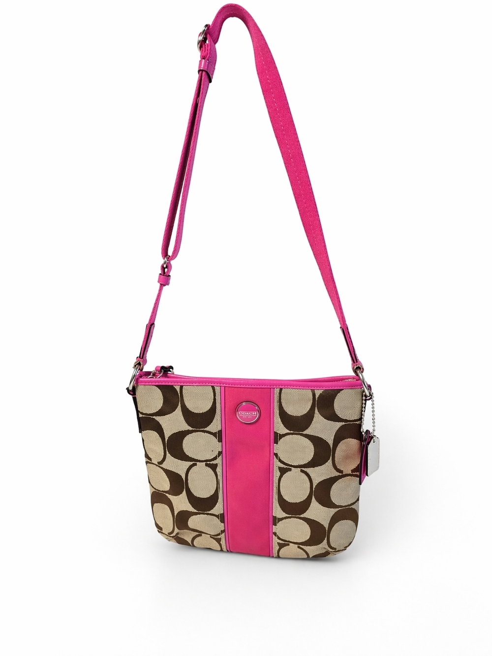 Coach Signature Canvas Crossbody Bag in Fuchsia
